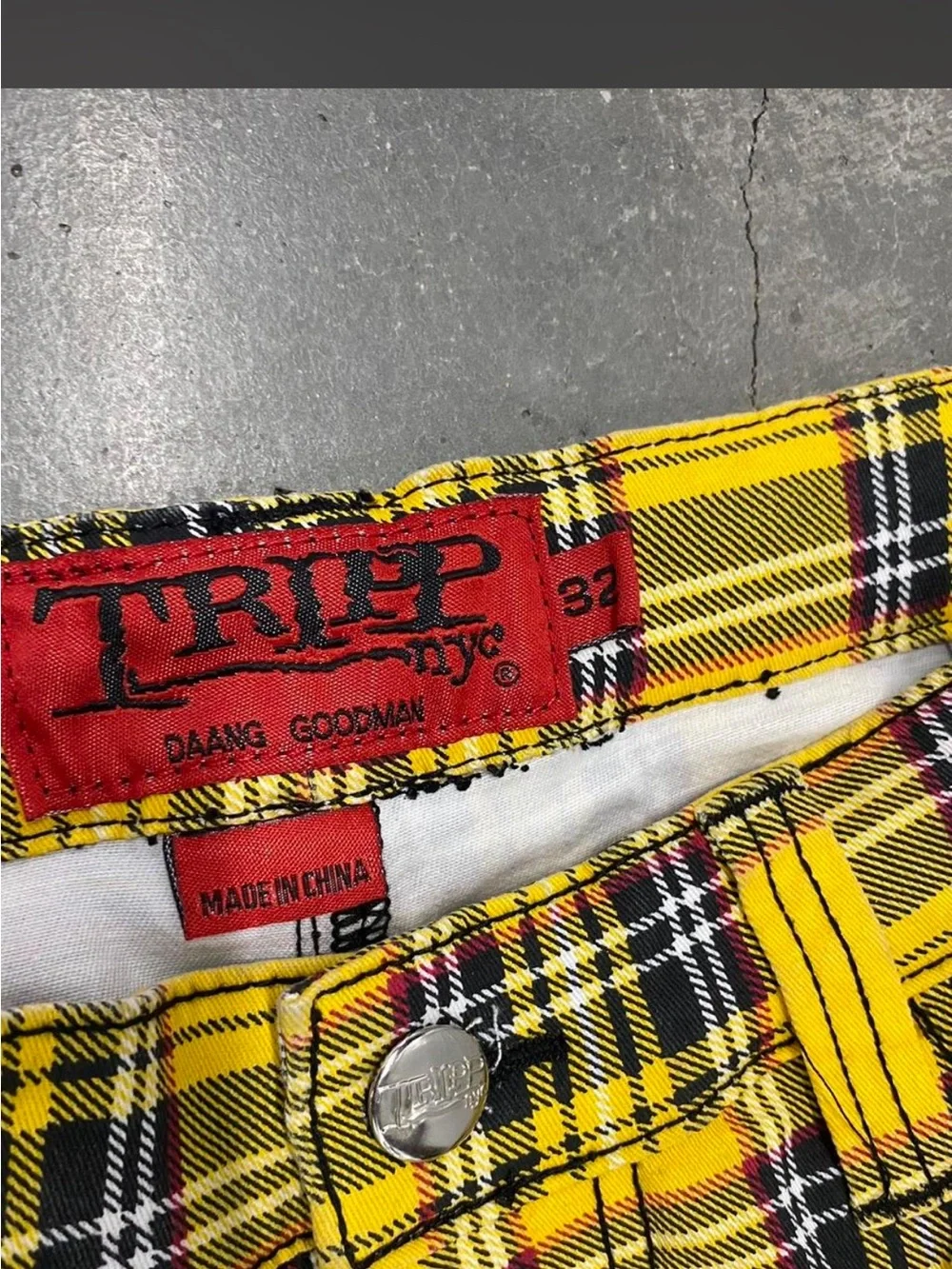 Plaid Dual-Color Kids Pants – Yellow & Purple